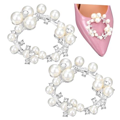 AKOOSY Silberne Perlen Schuhclips Damenschuh Dekorationen Schmuck Schnallen für Pumps und Hochzeit Verarbeitung Leichte Langlebige Metall und Kunststoffmaterialien Vielseitig Anbringbar von AKOOSY
