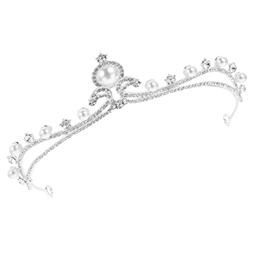 AKOOSY Silberne Perlen und Tiara Hochzeit Krone Braut Haarschmuck für Besondere Anlässe Geburtstagsfeiern und Festlichkeiten von AKOOSY