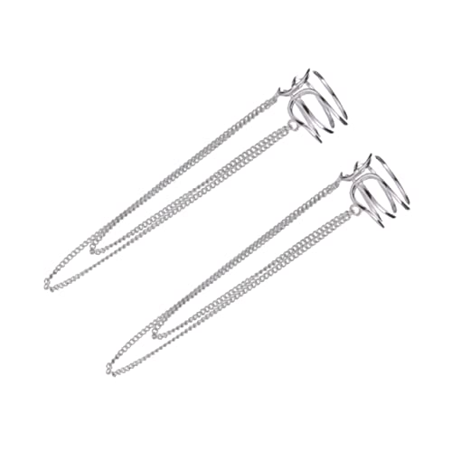 AKOOSY Silberne Quaste Dangle Ohrringe für Frauen Langkettige Ohrstecker Clip Ohrschmuck Ohrringe für Hochzeiten und Partys von AKOOSY