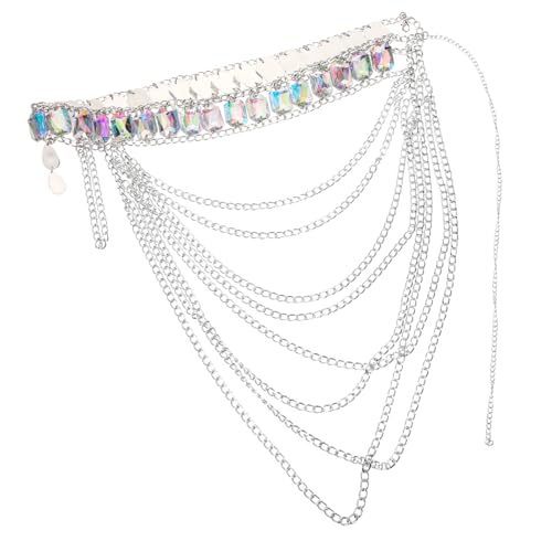 AKOOSY Silberne Taillenkette mit Quasten und Großem Bauchkette für Sommer und Strandpartys Vielseitiger Körper und Bauchrhythmusschmuck für Frauen von AKOOSY