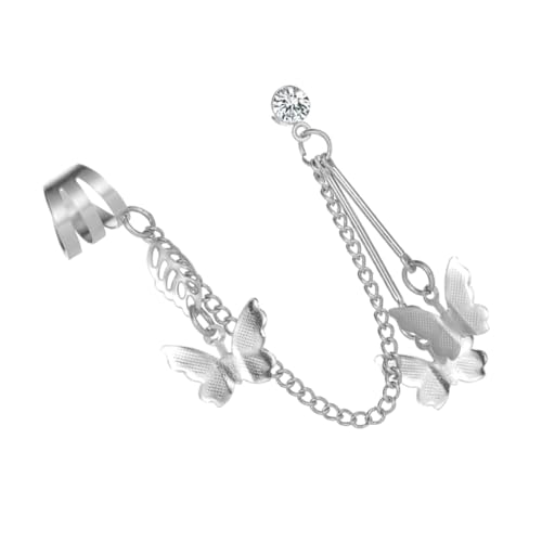 AKOOSY Silberner Quasten Ohrclip Einzelohrschmuck Damen Ohrklemme Modisch Verstellbar für Party Alltag und von AKOOSY