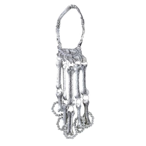 AKOOSY Silbernes Gothic Skull Armband mit Skelett Hand und Fingern Retro Party Schmuck für Damen und Herren Modisches Halloween Accessoire Auffälliges Wristband für Jugendliche von AKOOSY