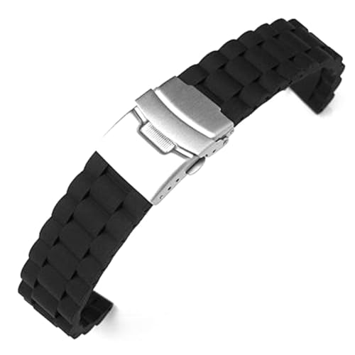 AKOOSY Uhrenarmband Mit -faltschließe Wasserdichtes Einstellbares Armband Für Sport Und Taucheruhren Schwarz von AKOOSY