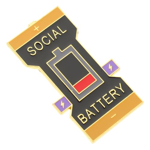 AKOOSY Social Battery Pin Brosche Symbolischer Anstecker aus Legierung Kreative Anstecknadel für Kleidung Damen Lustige Brosche für Alltag Hochzeit und von AKOOSY