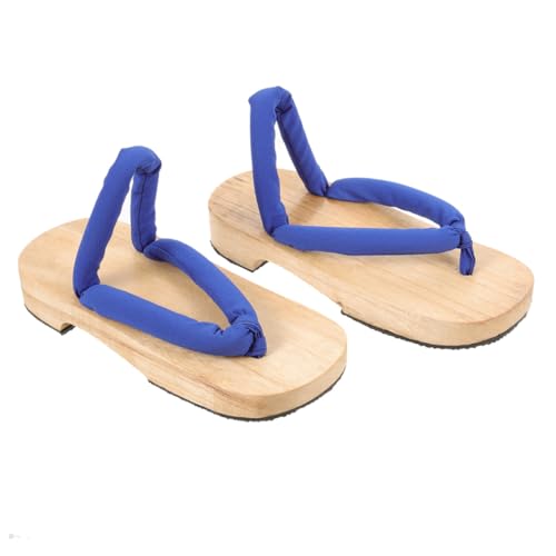 AKOOSY Sommerliche Japanische Holzclogs Damen Slipper mit Breitem Design Atmungsaktiven Baumwollriemen und Rutschfester Gummisohle Bequeme Hausschuhe mit Guter Fußgewölbeunterstützung von AKOOSY