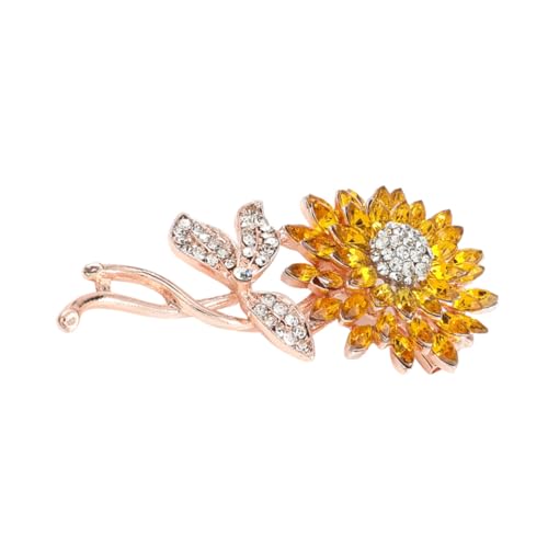 AKOOSY Sonnenblumen Brosche Für Damen Eleganter Anstecker Für Kleidung Schals Und Hüte Schmucknadel Mit Strass Für Formelle Anlässe Und Modische Accessoires von AKOOSY