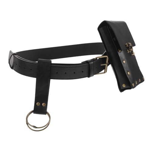 AKOOSY Steampunk Gürteltasche Damen Klein Vielseitig Robust Renaissance Handy Tasche Cosplay Zubehör Sportlicher Hüftbeutel Schwarz LARP Accessoire von AKOOSY
