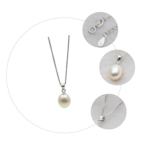 AKOOSY Sterling Silber Damen Perlenkette mit Natürlichem Süßwasser perlenanhänger Schlichtes Schlüsselbein design Eleganter Halsschmuck als für Frauen Modisch und Vielseitig Einsetzbar von AKOOSY