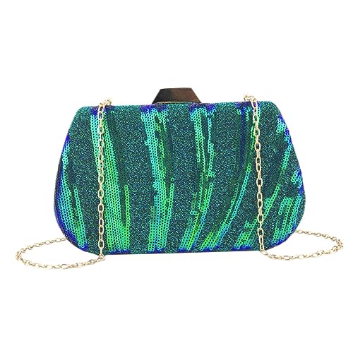 AKOOSY Stilvolle Abendtasche Damen Grün Pailletten Handtasche Kreative Clutch Mittelgroß Strapazierfähiges Kunstleder für Party Bankett Geburtstag von AKOOSY