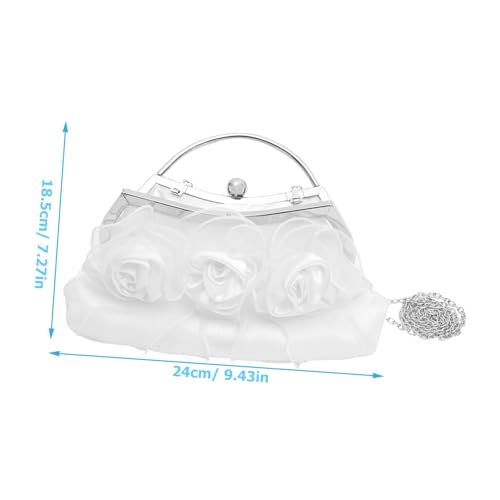 AKOOSY Stilvolle Damen Abendtasche mit Abnehmbarer Kette Handgefertigte Rosenverzierung Kleine Hochzeit Clutch für Dinnerparty Ball und Festliche Anlässe Vielseitige Hand Umhängetasche von AKOOSY