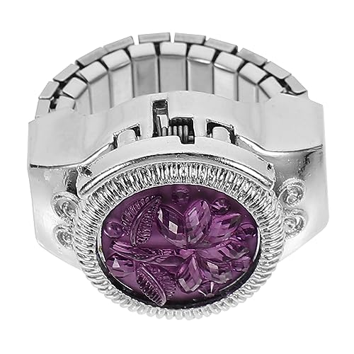 AKOOSY Stilvolle Fingeruhr Aus Zinklegierung Ringuhr Mit Roseförmigem Design Modeuhr Für Damen Kleine Freizeituhr Dekorative Miniuhr Für Täglichen Gebrauch von AKOOSY