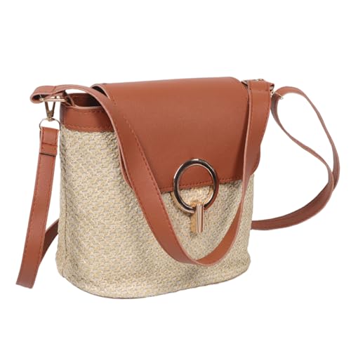 AKOOSY Strandtasche Handtasche Damen Strohtasche Crossbody Bag Handgewebte Strohtasche mit Langlebigem Material Geflochtenem Design und Schulterriemen für Sommer Freizeit und Urlaub von AKOOSY