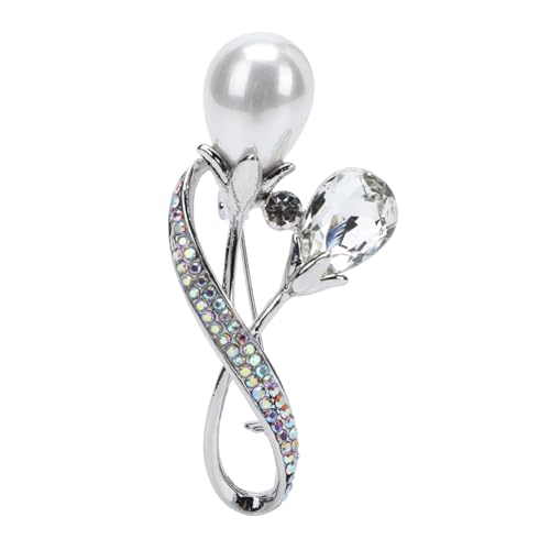 AKOOSY Strass Brosche Anstecknadel Damen Dekorative Schmuck Breastpin für Kleidung Rostfreie Corsage Modisches Accessoire für Formelle Kleider und Blazer Weiß von AKOOSY