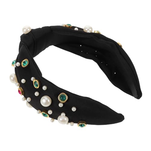 AKOOSY Strass und Perlen Stirnband Damen Geknotetes Breites Haarband mit Funkelnden Strasssteinen Modisches Vielseitiges Accessoire für Alltag Party und Formelle Anlässe und Stilvoll von AKOOSY