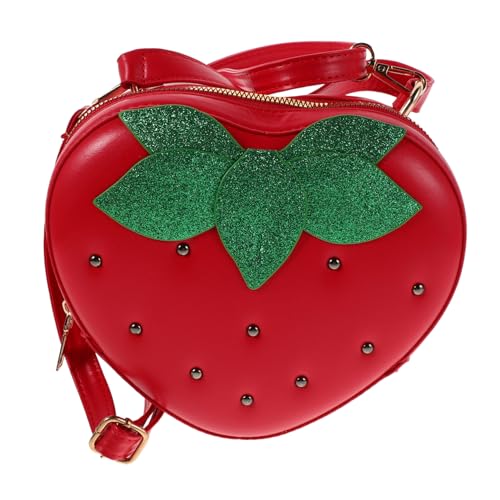 AKOOSY Strawberry Crossbody Bag für Mädchen Verstellbare Pu-ledertasche in Fruchtform mit Vielseitigen Tragemöglichkeiten als Schultertasche Umhängetasche und Handtasche Süße von AKOOSY