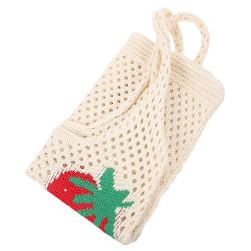 AKOOSY Strawberry Tote Bag Damen Handgehäkelte Schultertasche Sommer Strandtasche Leichte Tragetasche Handgefertigt Robust Alltag Reise Party von AKOOSY
