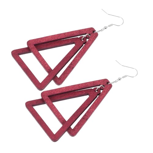 AKOOSY Stylische Damen Ohrstecker Holz Ohrringe Dreieckiges Design Leichtes Langlebiges Ohraccessoire für Alltag und Festliche Anlässe Rot Farbverlauf Perfektes für Frauen von AKOOSY