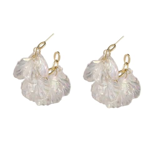 AKOOSY Stylische Ohrstecker Damen Harz Muschel Blumen Design Kreative Ohrschmuck Geburtstag Chic Dangler Leicht Kombinierbar Elegant von AKOOSY
