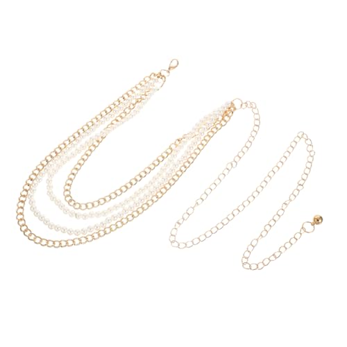 AKOOSY Taillenkette Damen Verstellbar mit Kunststoffperlen und Goldenem Metall Mehrlagiger Hüftgürtel Schmuck für Kleider und Hosen Stilvolle Dekorative Perlen-gürtel für Festliche AKOOSY Taillenkette Damen Verstellbar mit Kunststoffperlen und Goldenem Metall Mehrlagiger Hüftgürtel Schmuck für Kleider und Hosen Stilvolle Dekorative Perlen-gürtel für Festliche von AKOOSY