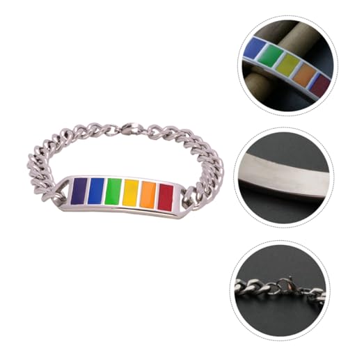 AKOOSY Titanstahl Regenbogen Armband Unisex Damen Herren Schmuck Einfaches Modisches Armband für Alltag Party und Dating Geeignet von AKOOSY