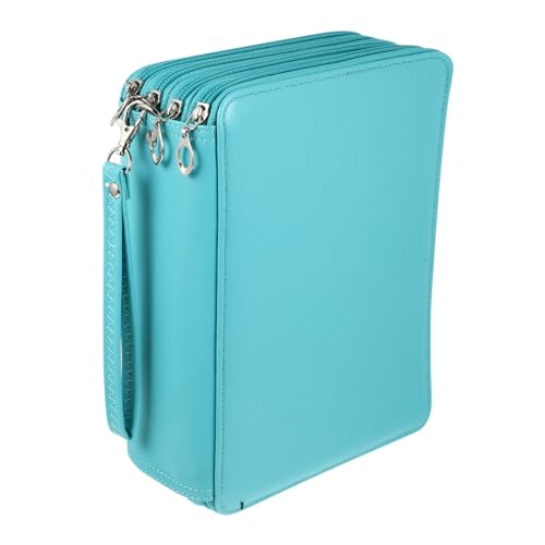 AKOOSY Tragbare Federmappe PU mit Fächern Große Kapazität Multifunktionale Stifttasche für Aquarell und Zeichnungsstifte Faltbar Wasserabweisend Blau von AKOOSY