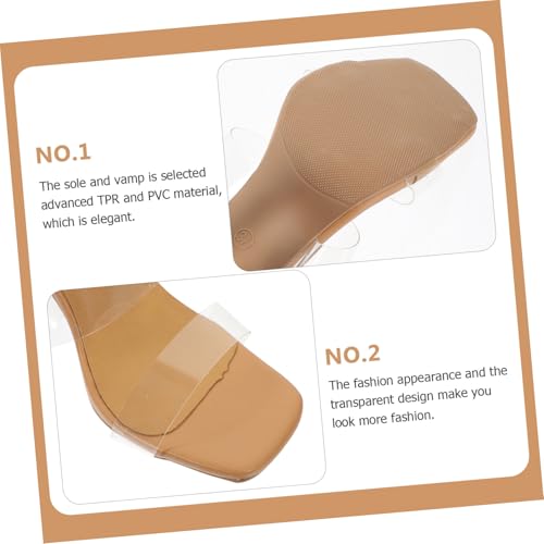 AKOOSY Transparent Damen High Heels Sandalen aus Tpr PVC Leichte Bequeme Party Schuhe mit Weitem Offenen Schnitt Stylish für Arbeit und Festliche Anlässe Apricot von AKOOSY
