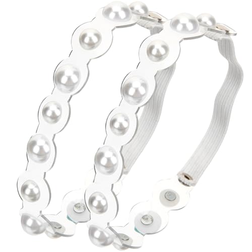 AKOOSY Transparente Elastische High Heel Schuhriemen mit Weißer Perlen dekoration Verstellbar Abnehmbar und Hautfreundlich Praktische Ersatzriemen für Damen Hohe Absätze Modisches von AKOOSY