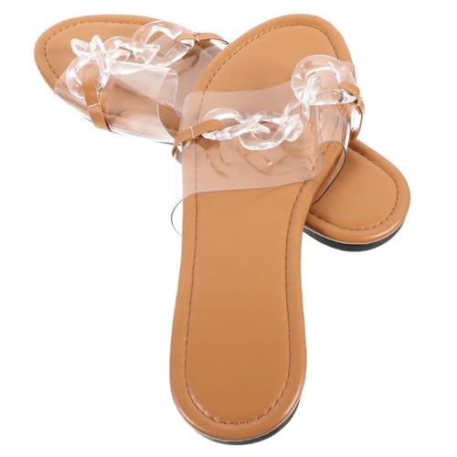 AKOOSY Transparente Flache Damen Sandalen Sommer Strand Schuhe Modisch Komfort Rutschfest Leichte Slipper von AKOOSY