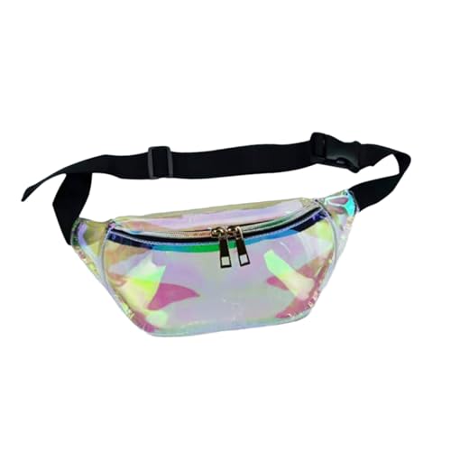 AKOOSY Transparente Holografische PVC Hüfttasche Damen Leichte Sportliche Bauchtasche mit Modischem Design Multifunktionale Brusttasche für Reisen Fitness Alltag und Kabinengepäck von AKOOSY
