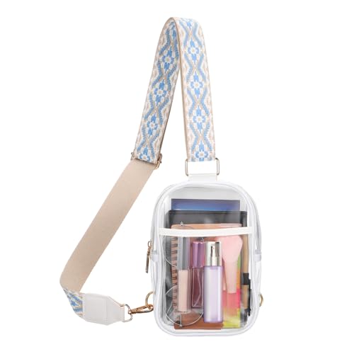 AKOOSY Transparente PVC Crossbody Bag mit Reißverschluss Verstellbarer Schultergurt Sichere Umhängetasche für Reisen Events und Sport Klare Handtasche für Schnelle Sicherheitskontrollen von AKOOSY