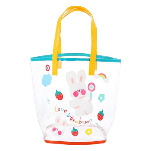 AKOOSY Transparente PVC Strandtasche Mädchen Cartoon Motiv Kleine Bär Handtasche Leicht Tragbar Vielseitig Für Schule Reisen Freizeit von AKOOSY