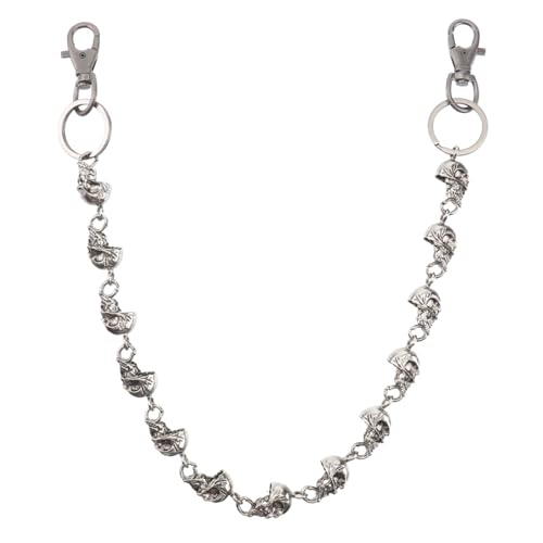 AKOOSY Trouser Chain Vintage Skull Design Metall Hosenkette für Herren und Damen Retro Hip Hop Gothic Gürtelkette Cool Waist Chain als Jeans Accessoire und Diebstahlschutz von AKOOSY