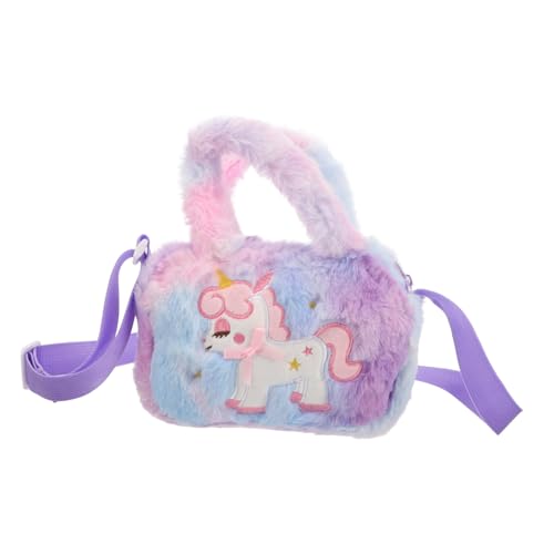 AKOOSY Plüsch Tasche Mit Cartoon Einhorn Reise Kosmetiktasche Verstellbare Umhängetasche Für Kleine Mädchen Und Teenager von AKOOSY