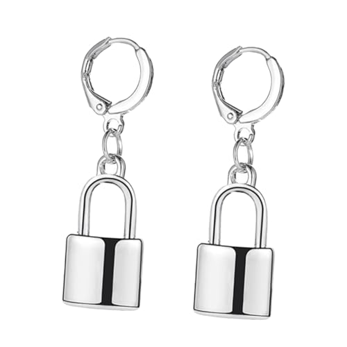 AKOOSY Unisex Schloss Ohrringe Punk Stil Hip Hop Anhänger Kreative Silberne Ohrstecker Langlebig und Modisch Geeignet für Damen und Herren Vielseitiges Geschenkaccessoire von AKOOSY