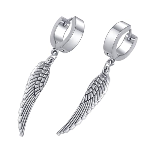 AKOOSY Unisex Titanstahl Ohrstecker Punk Engelsflügel Ohrhänger Modisch Leicht Langlebig Geeignet für Club Party Cosplay und Alltag Rostfrei Attraktives Design von AKOOSY
