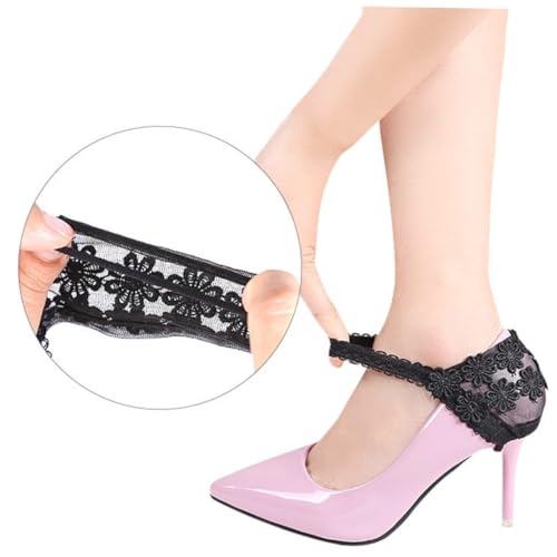 AKOOSY Unsichtbare Elastische Schuhriemen für High Heels Abnehmbare Lose Bänder Passend für Damen Schwarz Bequemes Zubehör zur Fersenfixierung und Schuhanpassung von AKOOSY