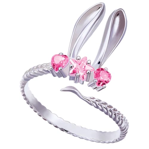 AKOOSY Verstellbarer Damen Ring mit Hasenohren Design Offener Ring für Frauen Süßer Modeschmuck für Geburtstag Ostern Party und Alltag Angenehm und Langlebig von AKOOSY