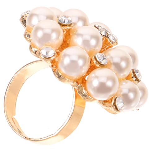AKOOSY Verstellbarer Damenring mit Offener Spitze und Eleganter Perle Modischer Schmuck für Frauen Verstellbare Langlebiges Legierungsmaterial Stilvolles Accessoire für Alltag und von AKOOSY