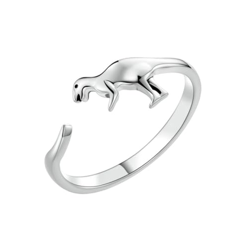 AKOOSY Verstellbarer Dinosaurier Ring aus Sterlingsilber Offener Unisex Fingerring Minimalistischer Silberschmuck für Damen Modisches für Freundin und Ehefrau von AKOOSY
