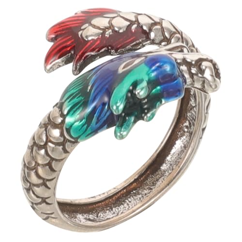 AKOOSY Verstellbarer Drachenring Damen Herren Emaille Retro Offener Finger Schmuck Kreativer Vintage Zodiac Ring von AKOOSY