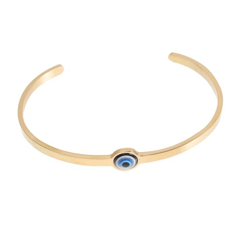 AKOOSY Verstellbarer Evil Eye Armreif Damen Goldfarben Offener Armreif Schutz Schmuck für Frauen Alltag Geburtstag Hochzeit von AKOOSY