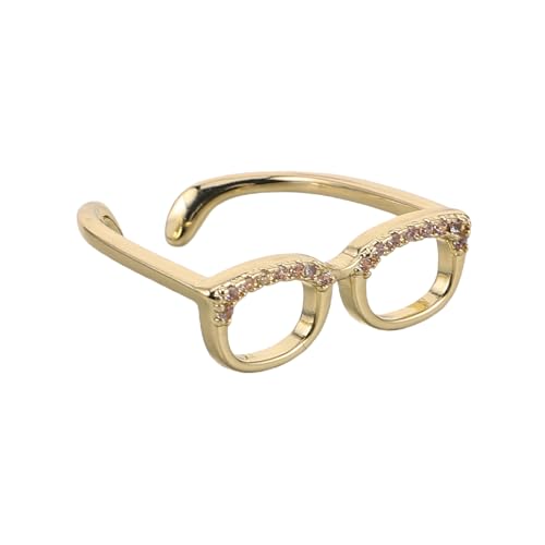 AKOOSY Verstellbarer Eyeglasses Ring Damen Kreativer Offener Fingerring Mini Leichter Schmuck Für Modisches Accessoire Alltag von AKOOSY