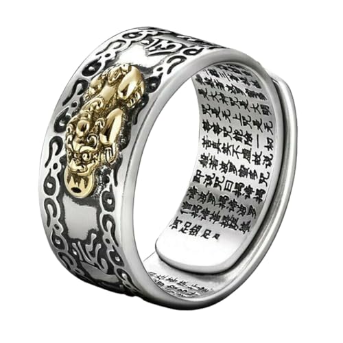 AKOOSY Verstellbarer Herrenring aus Robustem Legierungsmetall Komfortabler Glatter Innenring Langlebiger Schmuck für Modischer Kreativer Glücksbringer von AKOOSY