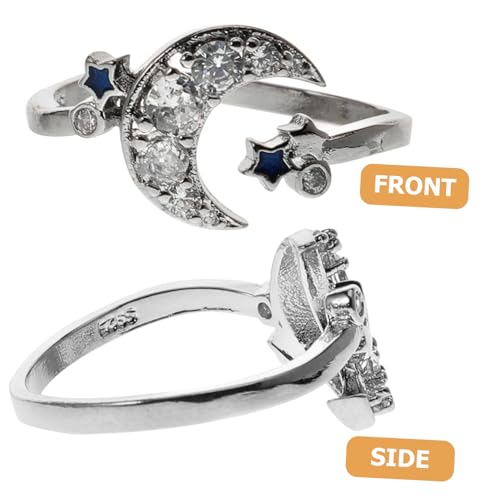 AKOOSY Verstellbarer Katzenring Damen Schmuck Offener Fingerring Mondform Süßer Modeschmuck für Katzenliebhaber von AKOOSY