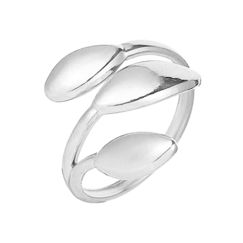 AKOOSY Verstellbarer Offener Damenring aus mit Blattdesign Modischer Statement Fingerring Hautfreundlich Einstellbar für Verschiedene Fingergrößen Eleganter Schmuck für Alltag und Party von AKOOSY