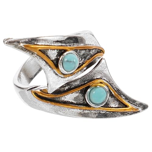 AKOOSY Verstellbarer Offener Damenring mit Blauem Türkis Eleganter Statement Fingerring Hautfreundlich Modischer Schmuck für Party und Alltag für Frauen von AKOOSY