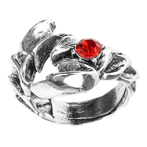 AKOOSY Verstellbarer Roter Herrenring Offen mit Strass Cooler Punk Fingerring Stilvolles Hip Hop Schmuckaccessoire Verstellbarer Offener für von AKOOSY