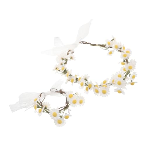 AKOOSY Verstellbares Künstliches Blumenkranz Set mit Dekorativem Armband Leichter Floraler Haarschmuck für Mädchen Hochzeiten Festivals und Alltag von AKOOSY