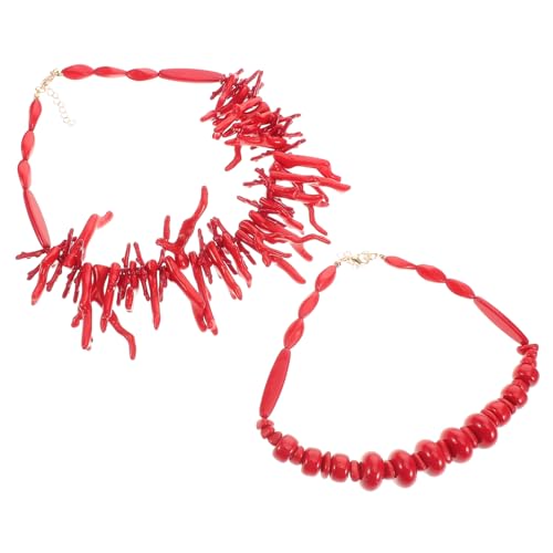 AKOOSY Vintage Boho Halskette Korallenrot Perlen Choker Damen Bohemian Strand Schmuck Auffälliges Design Modisches Accessoire von AKOOSY