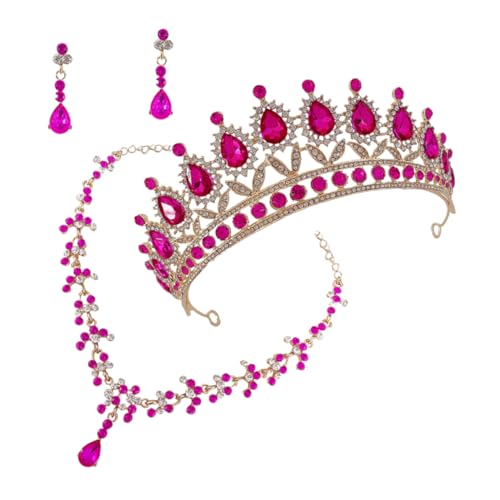 AKOOSY Vintage Brautschmuck mit Kristallkrone und Strassohrringen Tiara Halskette für Hochzeit Party und Fotoshooting Geeignet für Damen und Mädchen von AKOOSY